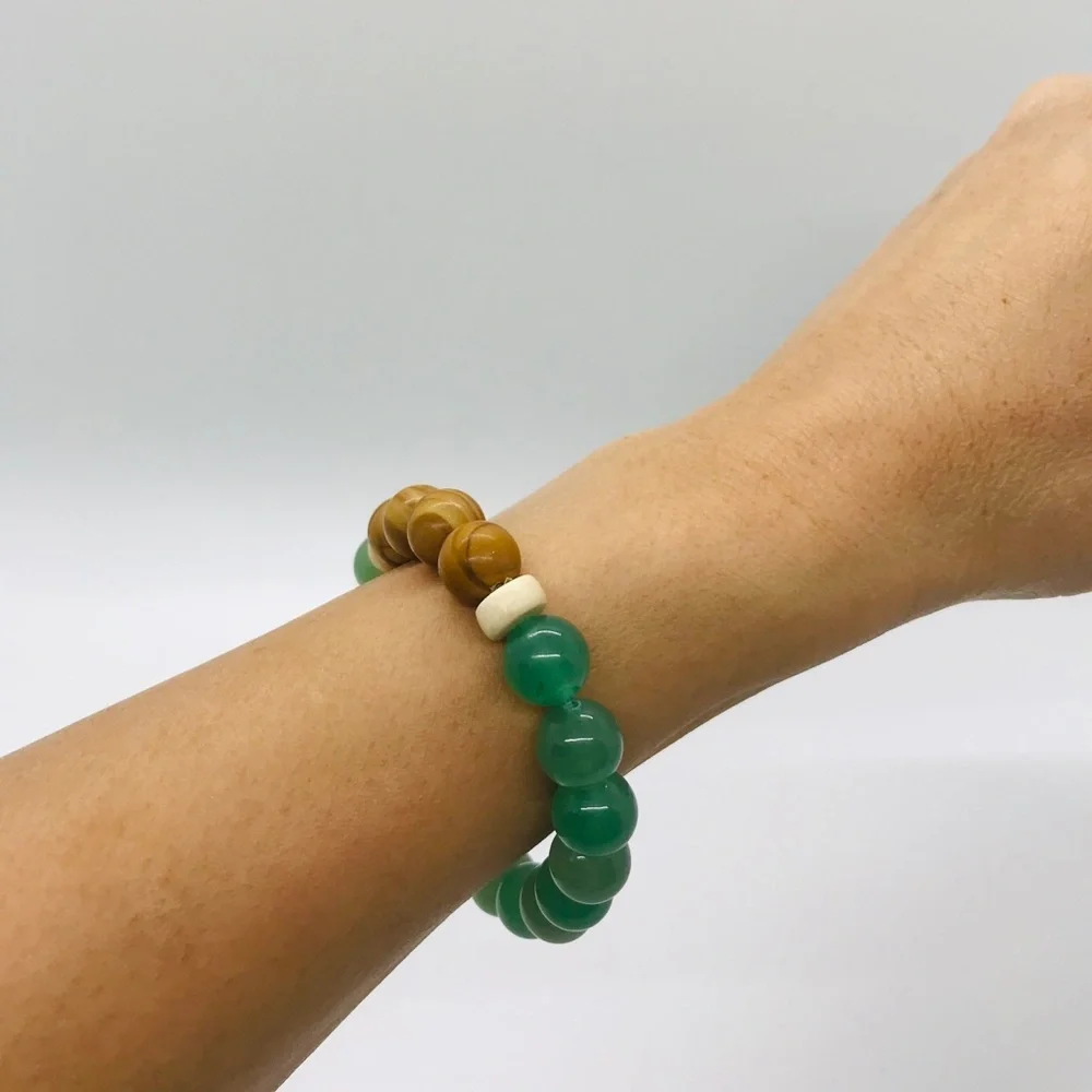 10mm Green Aventurine & Jasper Gemstone Bracelet - Picture 4 of 5